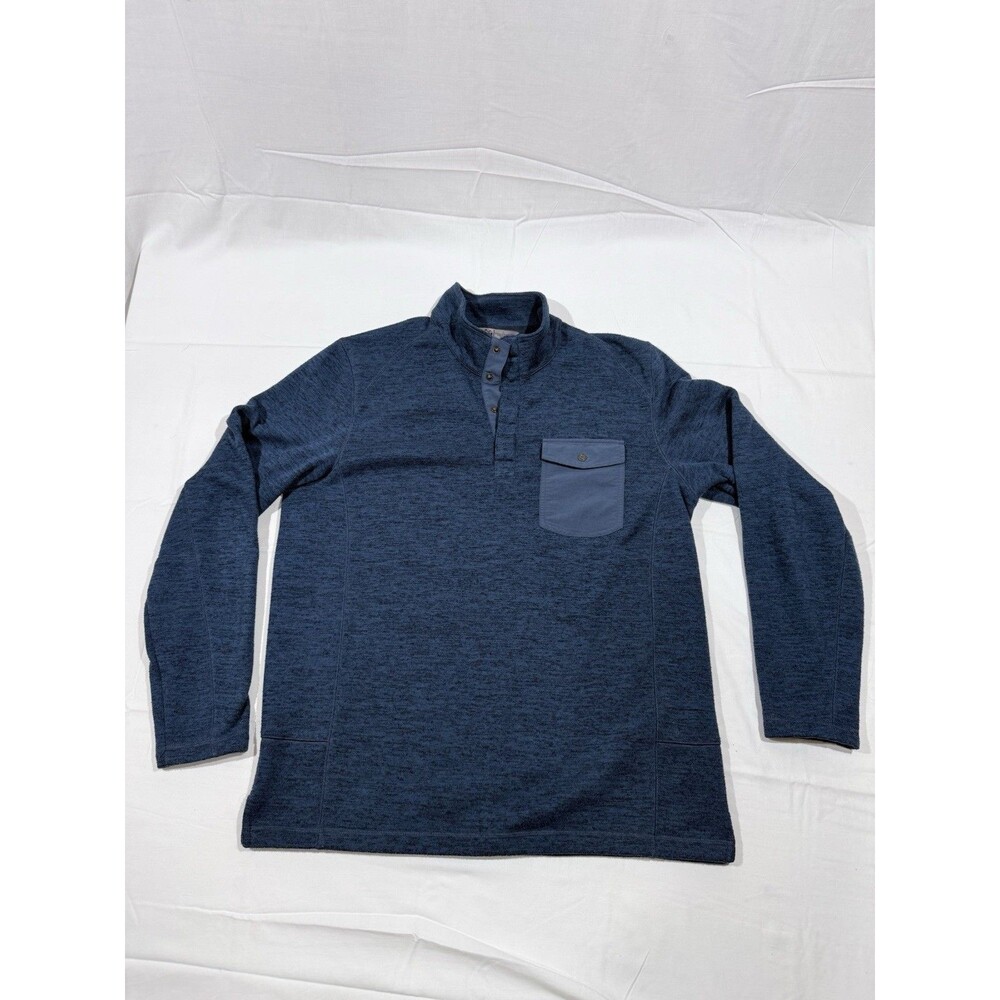 REI Mens Large Blue Quarter Snap Fleece Pullover Sweater Pocket Outdoors Hiking